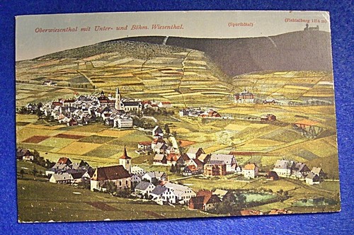 02 030 cartolina Oberwiesenthal con Unter- und Böhm. Wiesenthal, Sporthotel, Fichtelb. - Foto 1 di 2