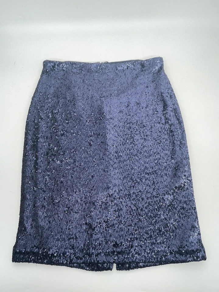 Falda Lápiz Casa Blanca Mercado Negro WHBM Lentejuelas Fiesta Azul Talla 4 Vacaciones Foto 3 de 4