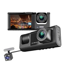 1080P Triple Lens Dash Cam Front Inside Rear Recording G-sensor Parking Mode