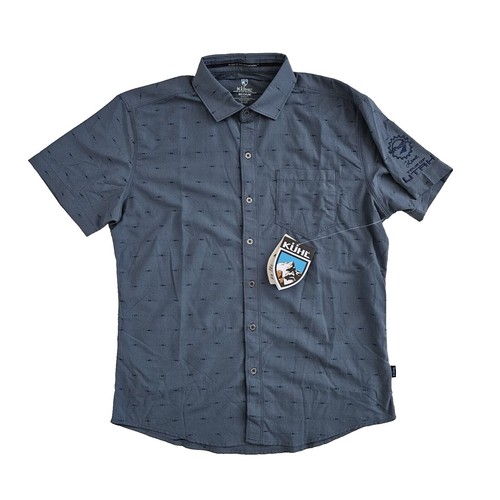 KUHL Eluxur Pearl Snap Plaid Hiking Button Up Shirt Blue