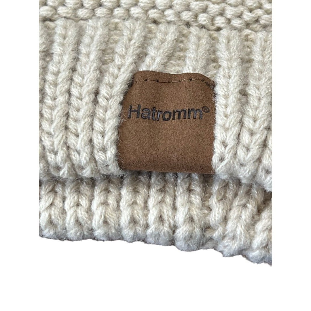 Hatromm Beige Cream Knit Acrylic Beanie Winter Hat One Size  display picture 3