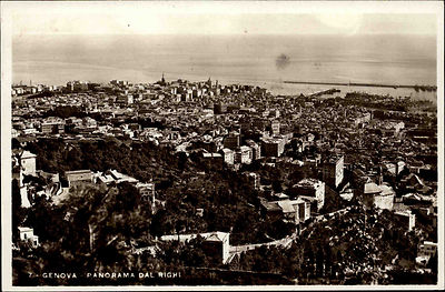 Genova Genua Italien Postkarte und Stempel 1933 Panorama dal Righi Gesamtansicht