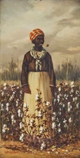 William Aiken Walker Woman Smoking a Pipe 1880s Cotton Field Art Print 17" x 22"