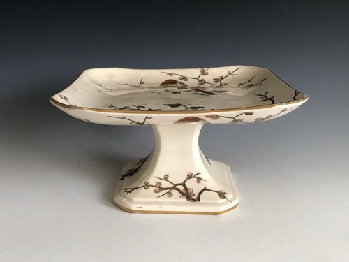 Antique George Jones & Sons England Brown Transferware Polychrome Compote - Picture 7 of 12