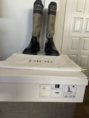 Y*u　DIOR ディオール　D-MAJOR ブーツ　37 D-Major Ankle Boot Black Calfskin with Black and White Technical