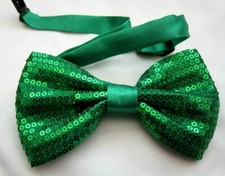 Unisex Green Sequin Tuxedo Style Adjustable Pre-Tied Strap Bow Tie-Brand New V2