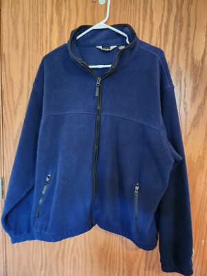 Eddie Bauer Navy Blue Polartec Fleece Jacket Mens Size XL Full