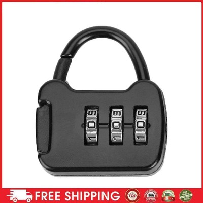 Zinc 3 Digit Code Combination Password Lock Mini Carrying Case Lock (Black)