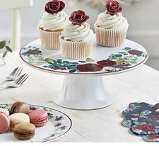Lakeland Winter Floral Cake Stand Ceramic Decorative Display Footed Centrepiece
