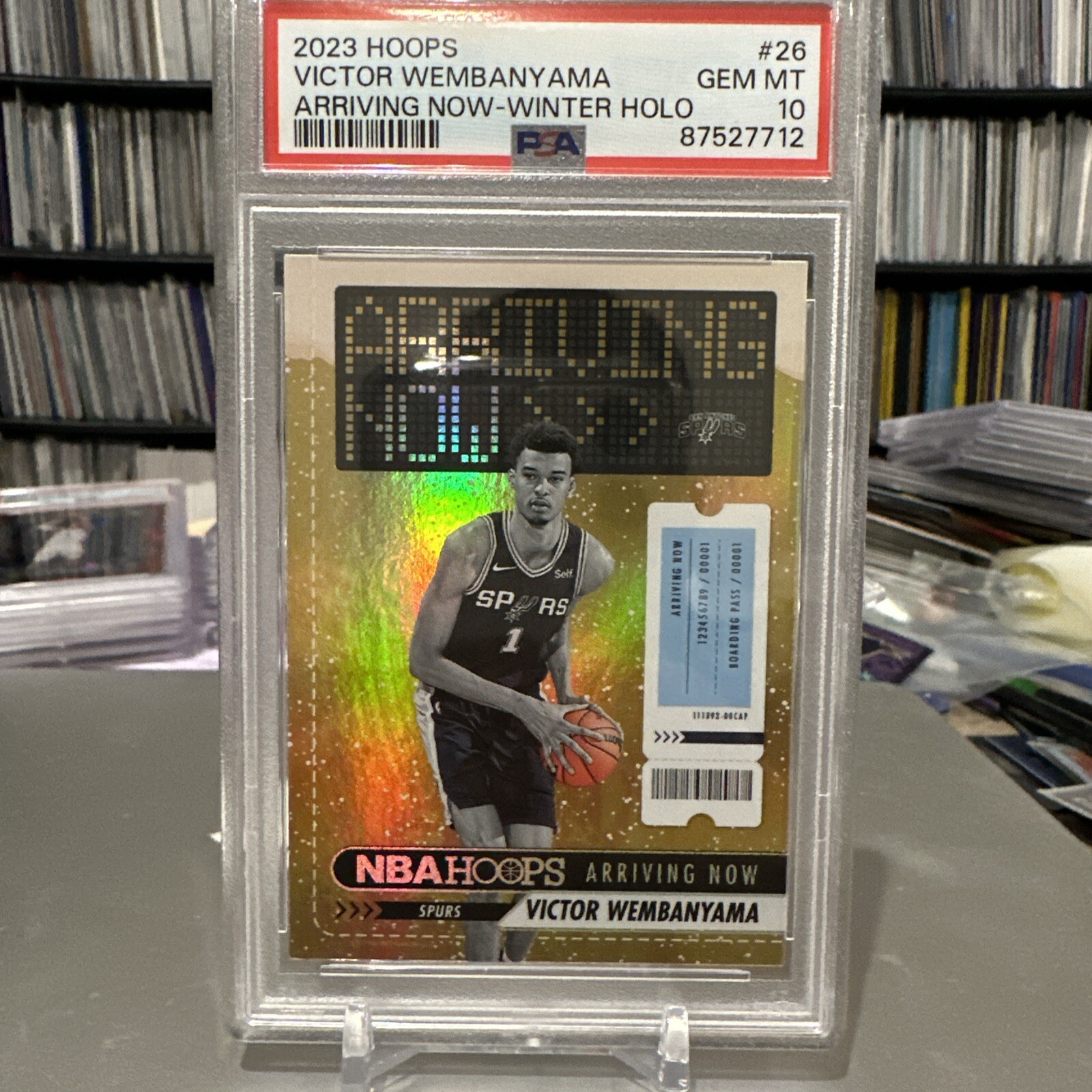 2023-24 NBA Hoops Victor Wembanyama Arriving Now Winter Holo Rookie #26 PSA 10