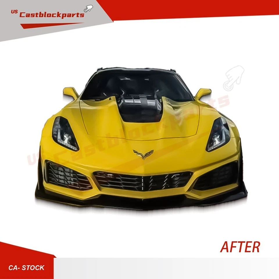 Kit de conversión de carrocería de parachoques delantero estilo Chevy Corvette C7 ZR1 2014-2017 Foto 4 de 4