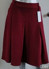 NWT WOMAN Tanming Lined Pleated KNEE SKIRT Size L Partial elastic waist pockets