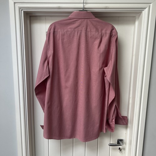 Charles Tyrwhitt Shirt Men's Neck 17" Red Check Non Iron Slim Fit Double Cuff - Picture 10 of 13