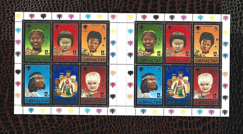 Gibraltar 1979 - Christmas Intl Year of The Child - se-tenant sheet - MNH