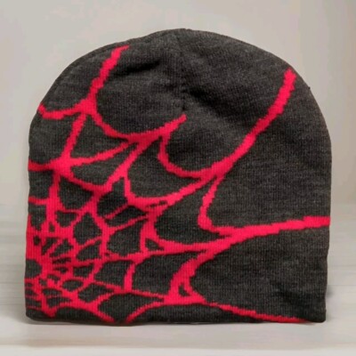 Y2K Beanie Hat Spiderman Web Dome Cap New Hip Hop Skull Cap Knit