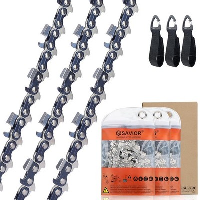 SAVIOR 3 Stück Sägeketten 3/8 Zoll 1,6 mm 60 TG 40 cm Schiene Vollmeißel Stihl