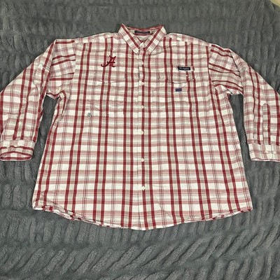 Columbia Super Bonehead Plaid Shirt Alabama Crimson Tide 'A' Logo Mens XL