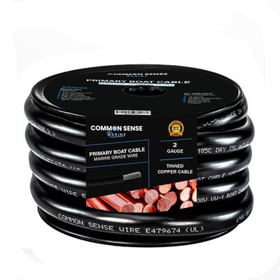 2 Gauge Primary Boat Cable - 30 ft Marine Grade Wire Tinned Oxygen-Free Coppe...