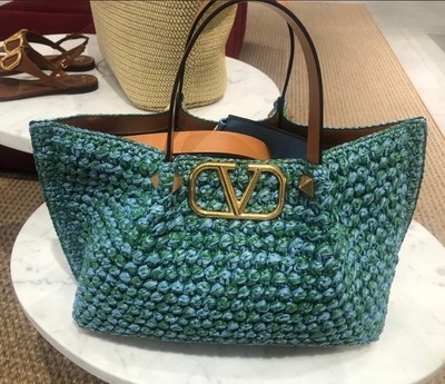 Valentino medium shopping bag in raffia crochet - BNWT | eBay