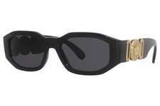Versace VE4361F GB1/87 Sunglasses Black/Gold-Medusa-Logo/Dark Grey Lenses 55mm
