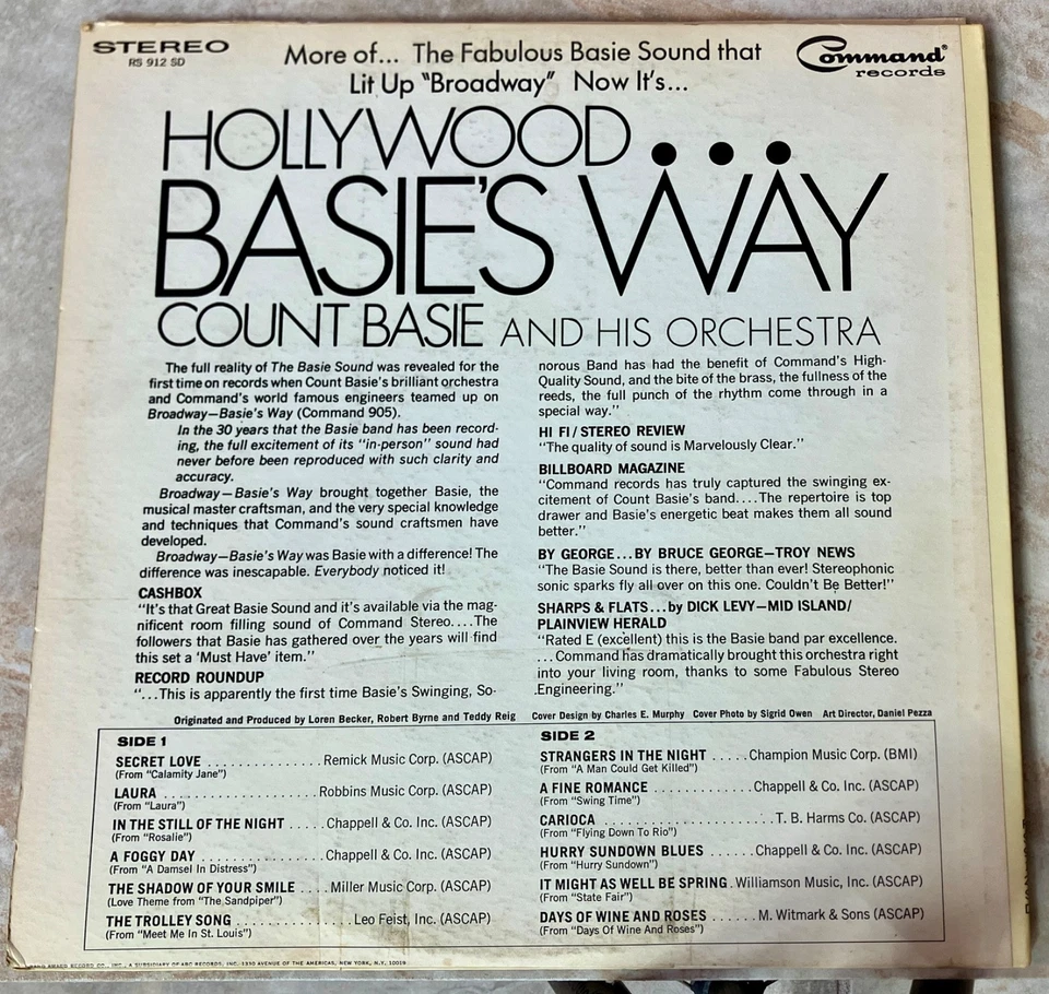 Count Basie "Hollywood... Basie's Way" 12" Vinyl Record LP (S VG/R VG) Foto 2 de 4