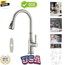 Kitchen Faucets with Pull Down Sprayer, Heavy-Duty, 3-Mode, 360 Swivel, Sing...
