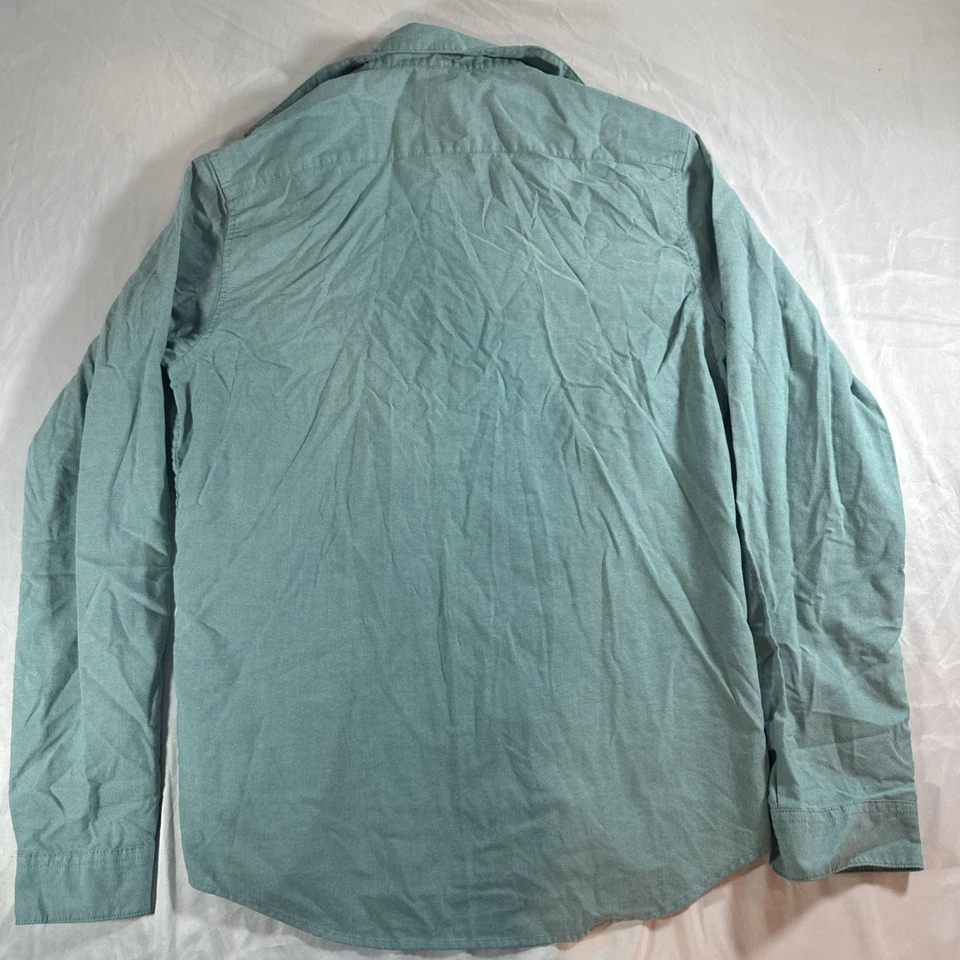 Camisa RVCA That'll Do para hombre talla mediana verde azulado calce ajustado manga larga botón Foto 4 de 4