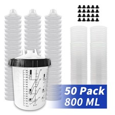 50 Disposable Paint 800ml Mixing Cups For Hvlp Spray Gun Automotive Auto Paint