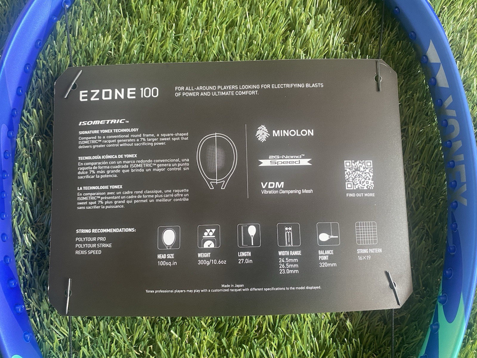 Yonex Ezone 100 Tennis Racquet 4 1/4 New Free String & Over Grip 3 Pack