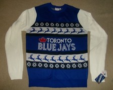 NEW w/TAGS Authentic TORONTO BLUE JAYS Ugly/Crazy CHRISTMAS Holiday SWEATER XL
