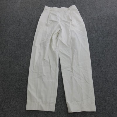 Yves Saint Laurent Dress Pants Womens 36 White Twill Pleated High Waist France