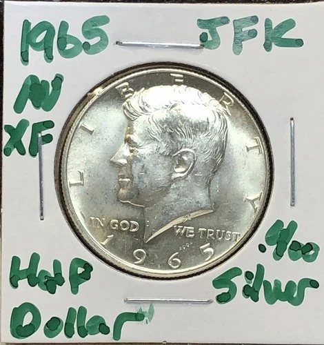 1965 Kennedy Silver Half Dollar About Uncirculated 40% Silver - No Mint Mark 26G