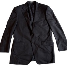 Corneliani Wool Blazer Black Pinstripe Suit Jacket 2 Button Sz 40 50 EUR Italy