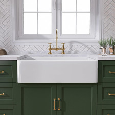 30" White Farmhouse Sink - Fireclay Apron Front Single Bowl with Accessory Kit