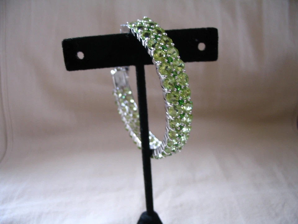 Pulsera de peridoto de plata de ley/platino de 6,75" Foto 2 de 4