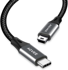 AGVEE 10ft USB-C to Mini USB Cable, Braided Durable Mini-B 5-Pin Type-C...