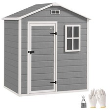 Outsunny 6 x 4ft Resin Garden Shed with Floor and Window, Grey