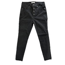 Madewell 10" High Rise Skinny Jeans Black Button Fly Size 30