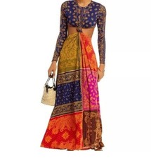 Farm Rio Women’s Bandana Dream Multicolor Cutout Maxi Dress Size Small patchwork
