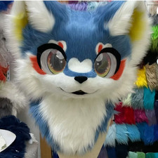 Fursuit Long Fur Husky Fox Mascot Head Party Halloween Fur Cosplay-Promotion