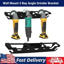 Angle Grinder Holder 3 Bay Angle Grinder Rack Metal Wall Mount Bracket - Black