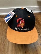 VTG Tampa Bay Buccaneers Hat Cap Snap Back Black Orange Football Logo 7 W/ Tag