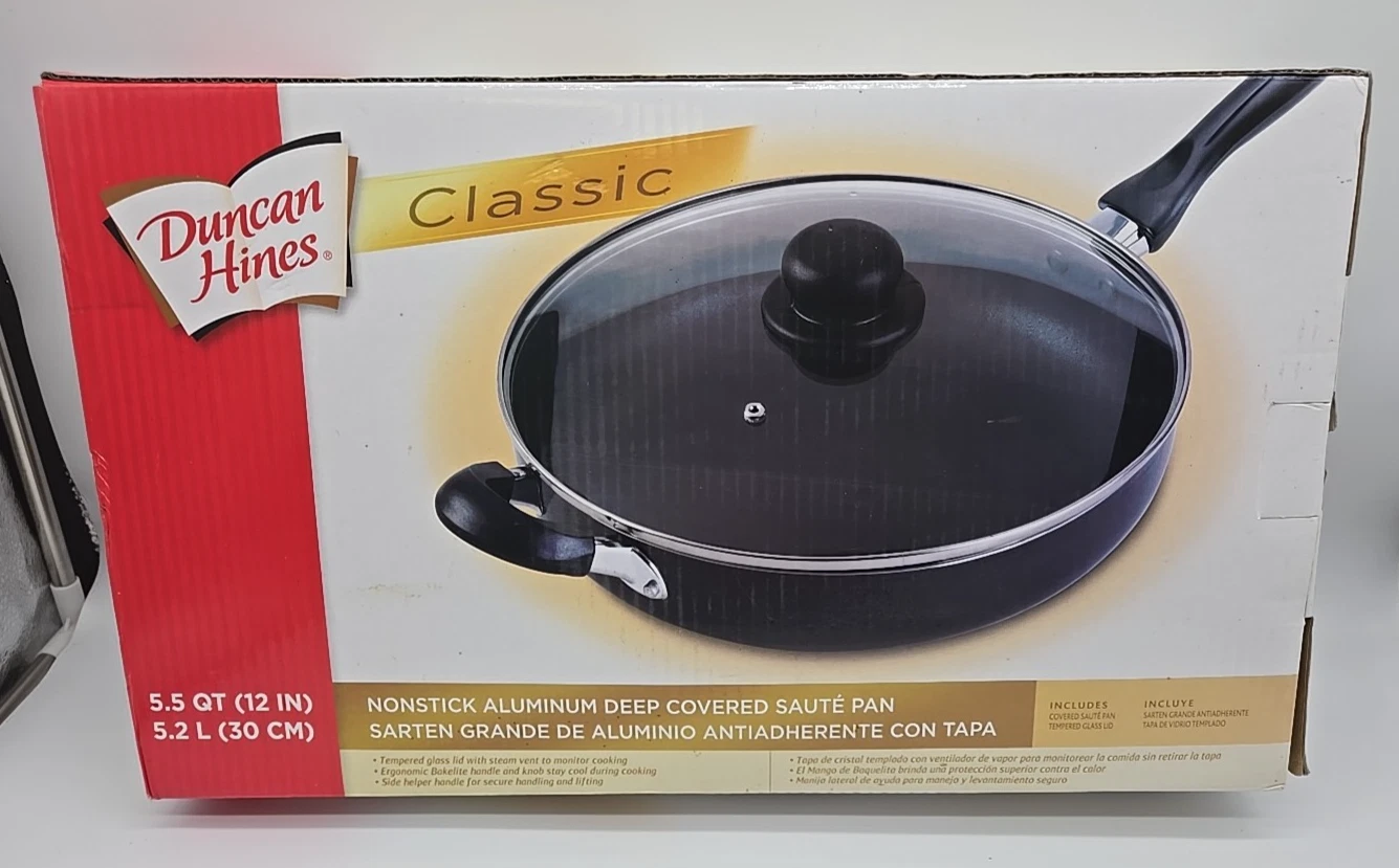 Vintage Duncan Hines Nonstock Aluminum Deep Covered Saute Pan 5.5QT NOS