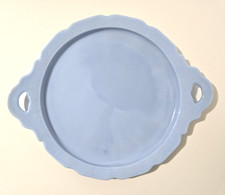 Vintage 1930s Jeannette Delphite Blue Glass Cherry Blossom Handled Tray Platter