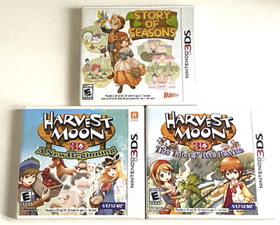 Nintendo 3DS Harvest Moon Games Lot 3D New Beginning Tale of Towns