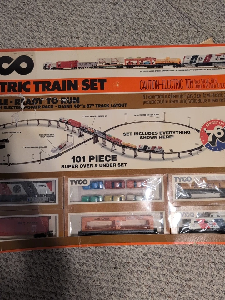 JUEGO DE TREN HO VINTAGE TYCO SPIRIT OF 76 OVER & UNDER 101 PIEZAS #7330 Foto 3 de 4