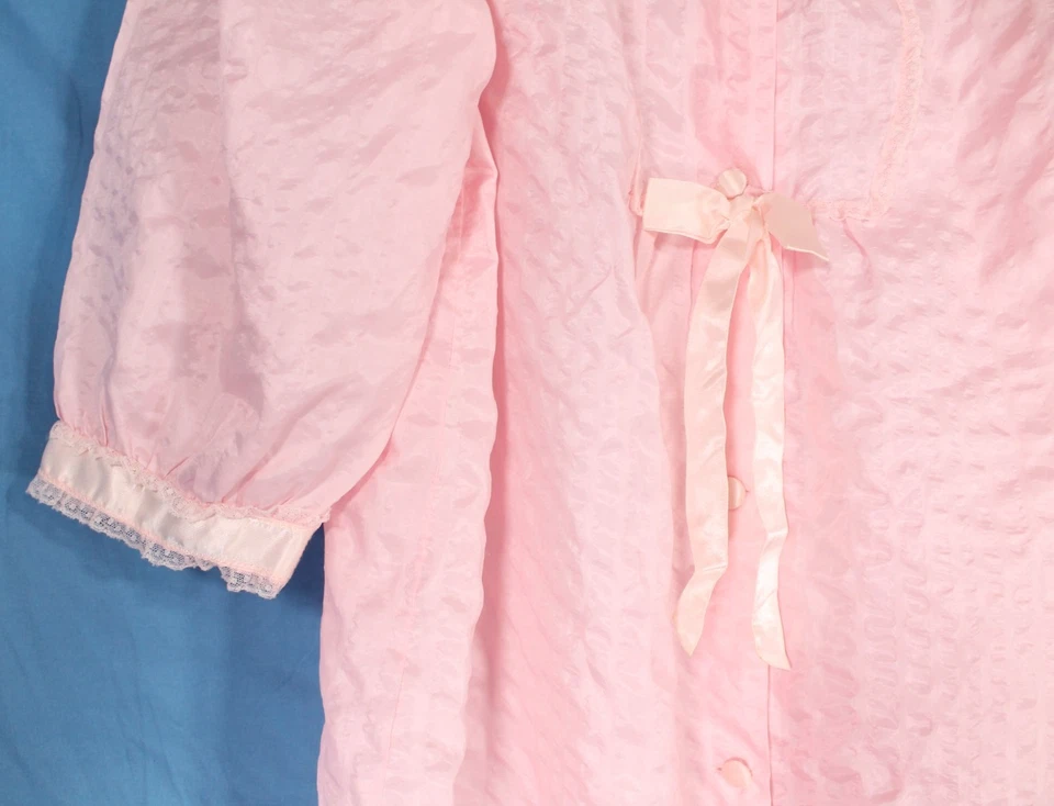 DE COLECCIÓN HENSON KICKERNICK Rosa SEERSUCKER Encaje Borde BATA/CAMISÓN CONJUNTO Talla L Foto 3 de 4