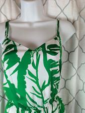 Lilly Pulitzer Target Boom Boom Green Palm Print Tropical Jumpsuit Wide Leg  S