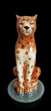  Ceramic Leopard Ornament Figure - 26.5 cm -Orange