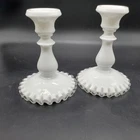 (2) Vintage Fenton Silver Crest White Milk Glass Ruffled 6” Tall Candlesticks